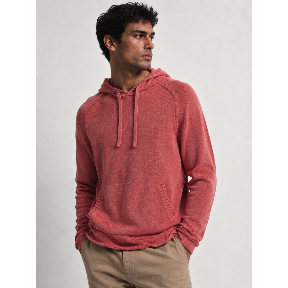 Rails Mens XL Pink Cotton Knit Pullover Hoodie Sweater Raglan Sleeve